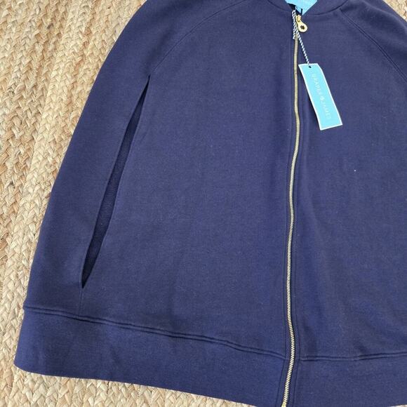 Draper James Knit Sweater Cape NWT XS/S In Navy MSRP $115+ - Picture 2 of 7
